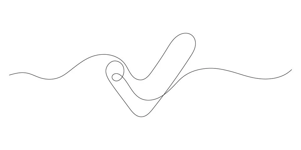 Tick, check mark continuous one line drawing. Approved and verification icon Stock Illustration