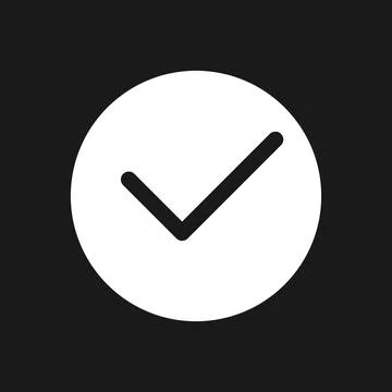 Tick in circle dark mode glyph ui icon Stock Illustration