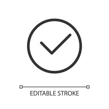 Tick in circle pixel perfect linear ui icon 库存插图