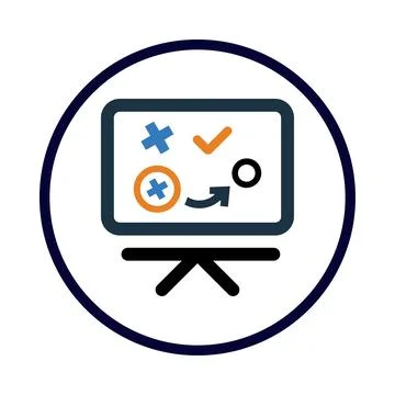 Tick, cross, problem solving presentation icon 스톡 일러스트