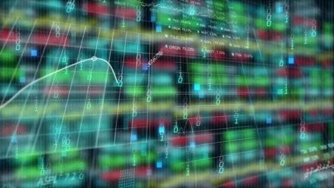 On tick data wall animating grid streaming binary drawing chart calling percent Stock Footage 329835967