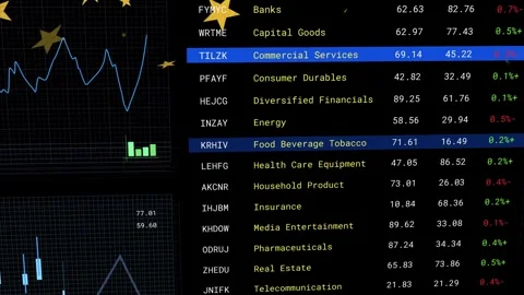 Tick driving right ticker moving bar, updating data, stars moving to show Stock Footage 334810994