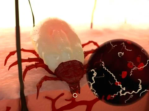 Tick feeding, illustration Stock Illustration