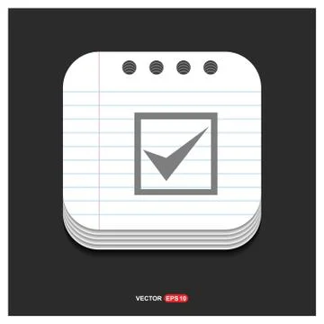 Tick icon Gray icon on Notepad Style template Vector EPS 10 Free Icon Illustrazione stock
