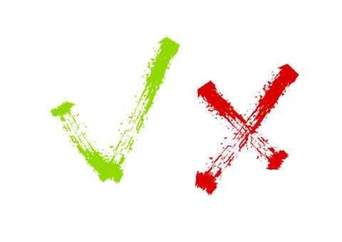 Tick icon set. Stylish check mark icon set in green and red color, vector Stock Illustration