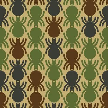 Tick insect Army pattern seamless. Military background insects. Texture kha.. Illustrazione stock
