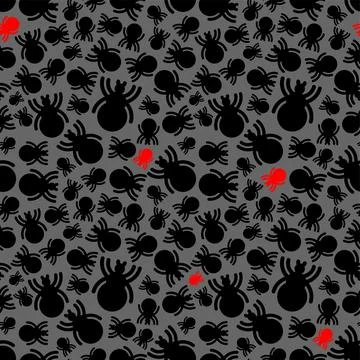 Tick insect pattern seamless. Red infected tick background Stock Illustration