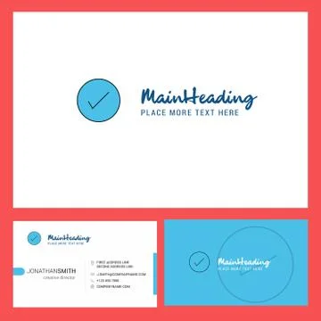 Tick Logo design with Tagline &amp; Front and Back Busienss Card Template. Vector Ilustração Stock