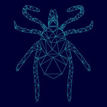 Tick in low poly triangulation triangulated polygonal electric cyan blue vi.. Stock Illustration