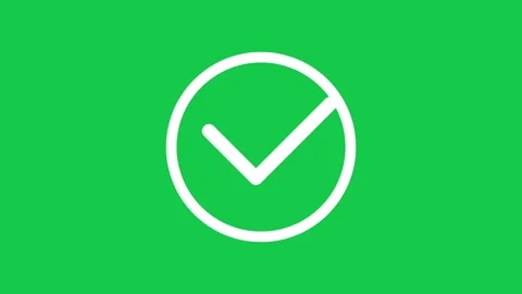 Tick mark animation on green background . Approved symbol animation on circle Stock Footage 325333761