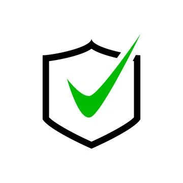 Tick Mark Approved Shield Icon Vector Isolated on White Background Stock Illustration