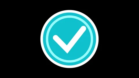 Tick mark icon animated on a black backg... | Stock Video | Pond5