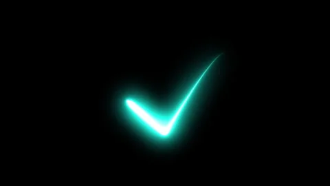 Tick mark icon animation glowing neon check mark. Stock Footage 297082383