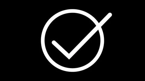 Tick mark icon on a black background. Stock Illustration