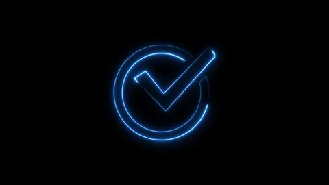 Tick mark icon neon sign. check mark icon animation on black background. Stock Footage 293483561