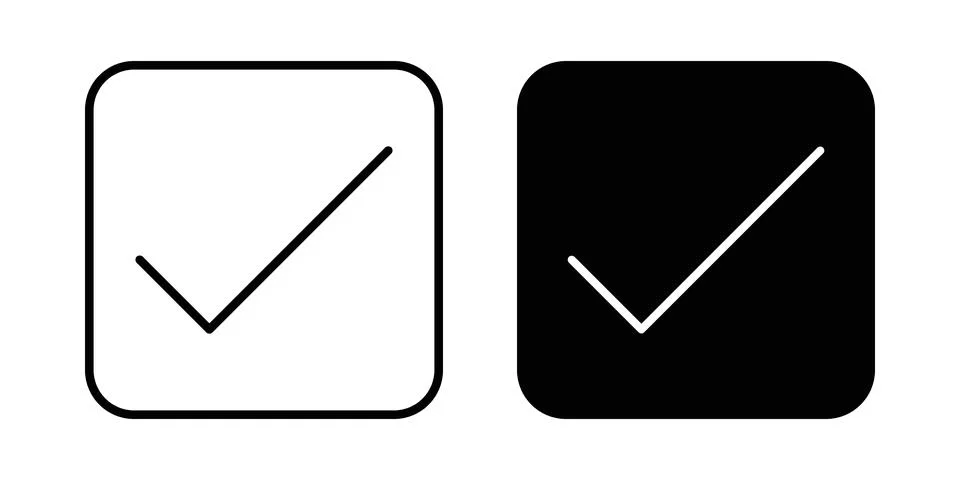 Tick mark icon. Outline, flat icons Stock Illustration