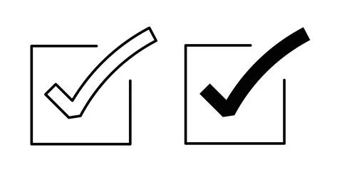 Tick mark icon symbol. Vector illustration pack in black color. Stock Illustration