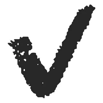 Tick mark sign, hand drawn with charcoal or black marker. Stock Illustration