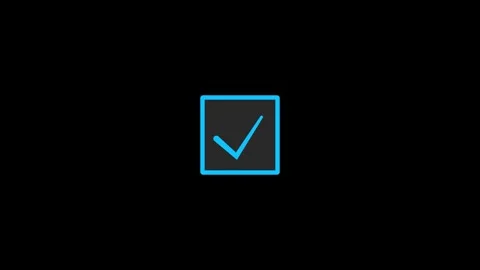 Tick mark symbol in box isolated on black background. Video elements approv.. Stock Footage 331660357