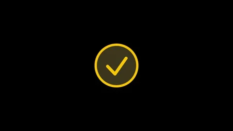 Tick mark symbol in circle isolated on black background. Positive tick mark.. Stock Footage 331794281