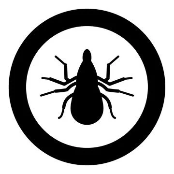 Tick mite icon in circle round black color vector illustration image solid .. Stock Illustration