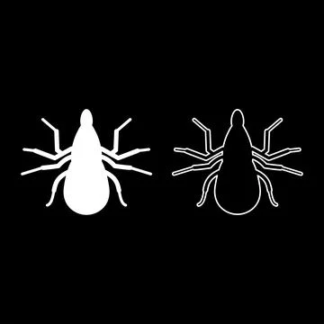 Tick mite set icon white color vector illustration image solid fill outline.. Stock Illustration