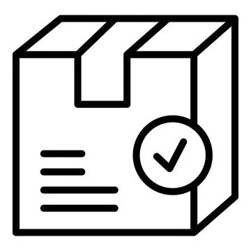 Tick package icon outline vector. Box parcel イラスト素材
