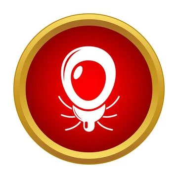 Tick parasite warning icon on red button Illustrazione stock