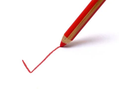 A tick with a red pencil Stock Photos