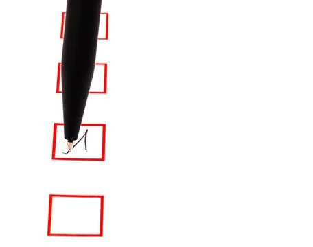 Tick in red square box tick in red square box by black ballpen Copyright: ... Stock Photos