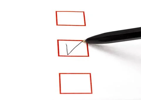 Tick in red square box tick in red square box by simple black pen Copyrigh... Stock Photos