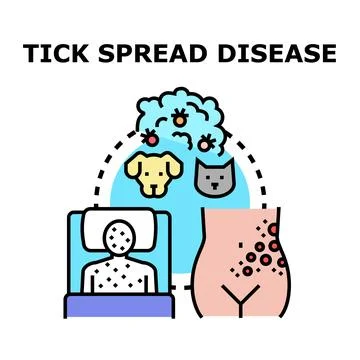 Tick spreading disease concept causing human skin rash Stock Illustration