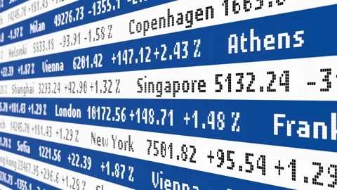 Ticker board, index data up and down, stock market and exchange 動画素材 343593049