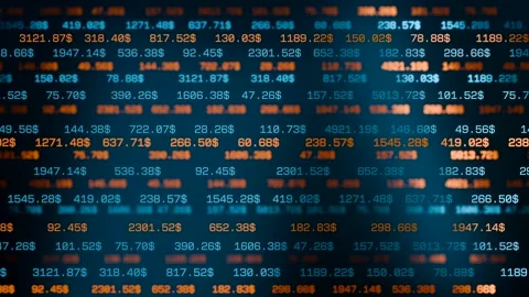 Ticker board with numbers and US dollar sign, parts in defocus. Stock Footage 307341403