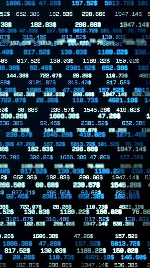 Ticker board with numbers, financial data. Video stock 320296793