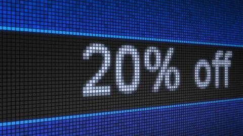 Ticker board with running text 20% off 스톡 일러스트