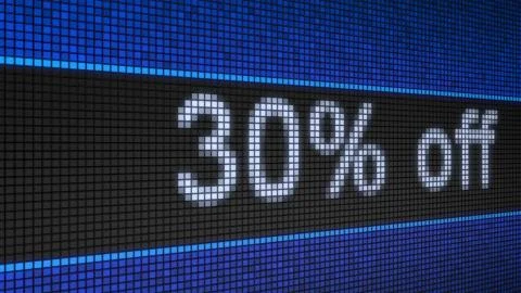 Ticker board with running text 30% off イラスト素材
