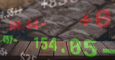 Ticker numerals starting from large green negative value, scrolling, fading, Stock Footage 323275357