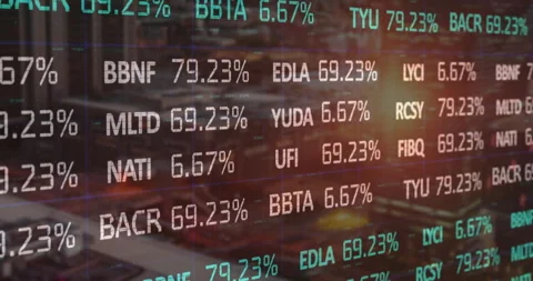 Ticker refreshing each second updating codes and reflecting market fluctuations Stock Footage 310282391