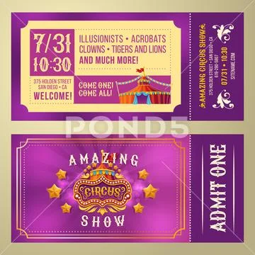 Ticket for admission to circus show Stock Illustration
