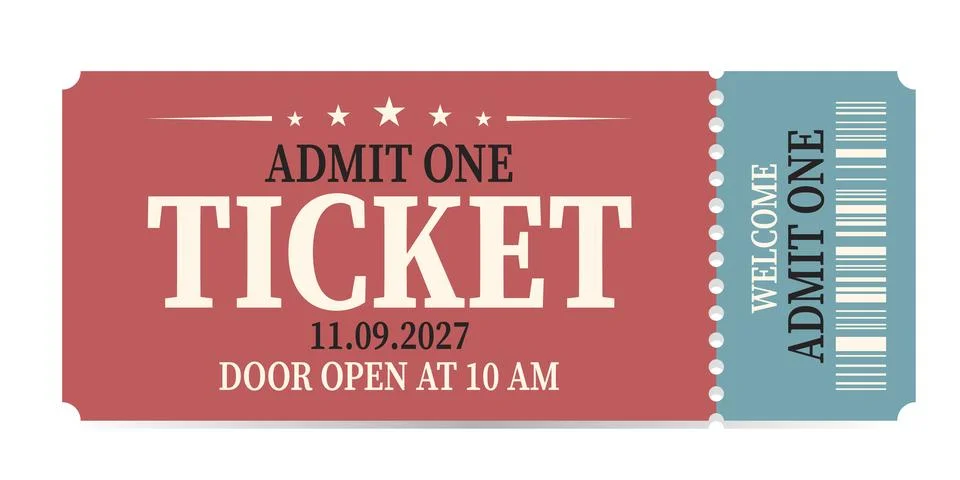 Ticket admit. Admit one ticket icons. Stock Illustration