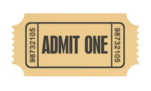 Ticket admit one concept  3d illustration イラスト素材
