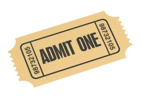 Ticket admit one concept  3d illustration イラスト素材