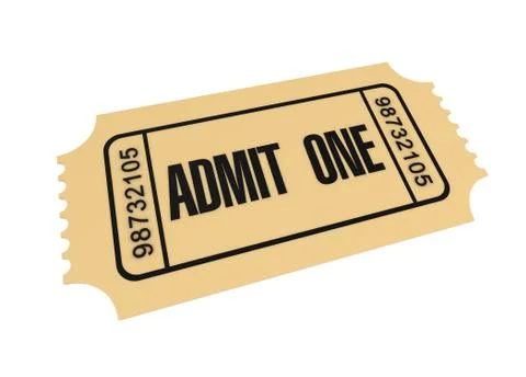 Ticket admit one concept 3d illustration Ilustración de archivo