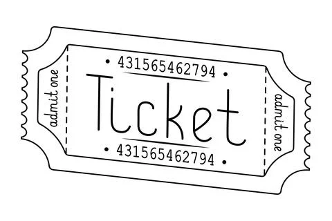 Ticket admit one. Isometry. Handwritten lettering. Stock Illustration