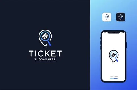 Ticket agent location logo design premium vector Stock Illustration