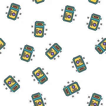 Ticket amusement park vector seamless pattern Stock Illustration