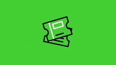 Ticket animated icon on bright green screen background for event and admission Stock Footage 314767442