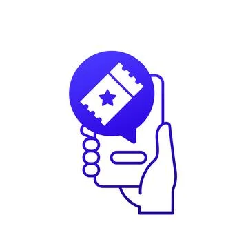 Ticket app icon with a phone in hand Stock Illustration
