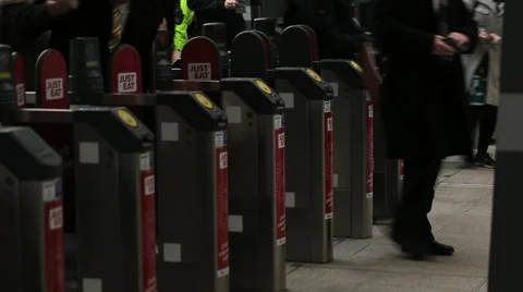 Ticket Barriers At Busy Station Video stock 47334176